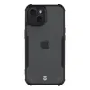 The back of a black iPhone case with a clear back panel, showing the Apple logo and camera array. Náhled obrázku produktu