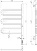 Technical drawing of a towel dryer with dimensions. Podgląd zdjęcia produktu
