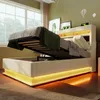 okwish Lit coffre 90×200 cm pour jeune, LED, ports Voir les images du produit 3