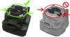 Comparison of two engine cylinders, one marked as correct (green) and one as incorrect (red). Voir les images du produit