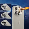 Collage of an iPhone with a camera lens protector, showing its protective features against impact, scratches, and water. Produktbild-Vorschau