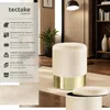 Pouf coffre de rangement aspect velours SARINA - crème Voir les images du produit 2