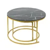 Couchtisch Rund ,Satztisch 2er Set,Schwarz Marmor Produktbild-Vorschau 7