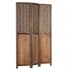 Homestyle4u Paravent Raumteiler 3 teilig Holz Braun Rattan Produktbild-Vorschau 3