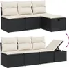 vidaXL 7-tlg. Garten-Sofagarnitur mit Kissen Schwarz Poly Produktbild-Vorschau 3