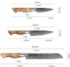 Sada nožů HEZHEN, 5 kusů, damascénská ocel, santoku Náhled obrázku produktu 3