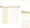 A product image showing multiple views of cream-colored string curtains hanging from a rod.