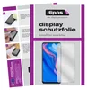 A collage of images showing instructions for applying a screen protector and a product shot of the screen protector on a phone. Náhľad obrázku produktu