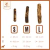 A size chart for dog chew sticks, showing three different sizes (S, M, L) with corresponding dimensions and weight recommendations. Anteprima dell’immagine prodotto