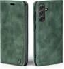 A green flip case for a Samsung Galaxy A55 5G phone is shown from two angles. Produktbild-Vorschau