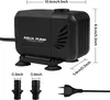 A black submersible water pump with dimensions and accessory illustrations. Produktbild-Vorschau