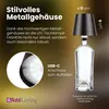 A product image showcasing a stylish LED bottle lamp with descriptive text and dimensions. Anteprima dell’immagine prodotto