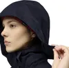 Close-up of a woman wearing a navy blue hooded jacket. Produktbild-Vorschau