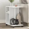 Möbel Beistelltisch mit Rollen Weiß 50x30x55 cm Produktbild-Vorschau 1