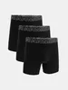 Three black boxer shorts are displayed side-by-side against a light gray background. Náhľad obrázku produktu
