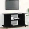 Mobile TV Ruote Rovere Nero 80x40x45cm Legno Multistrato Anteprima dell’immagine prodotto 2