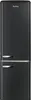 A black Amica refrigerator with silver handles. Produktbild-Vorschau