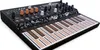A close-up, angled view of a black Arturia Microfreak synthesizer with brown and white keys, set against a white background. Náhled obrázku produktu