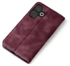 A burgundy flip case for a smartphone is shown from a diagonal top-down perspective against a white background. Produktbild-Vorschau