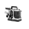 A white and gray carpet cleaner with a transparent tank and various attachments is shown against a white background. Produktbild-Vorschau