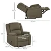 A recliner chair is shown in two views, one reclined and one upright, with dimensions indicated by lines and numbers. Produktbild-Vorschau