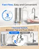 A split image showing a kitchen sink area with a water filtration system. Podgląd zdjęcia produktu