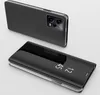 A black flip case for a smartphone is shown in two views against a light gray and white background. Produktbild-Vorschau