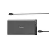 A gray power bank with two USB ports and a USB-C port, connected to a USB-C cable. A second USB-C cable is shown above the power bank. Voir les images du produit