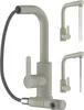 A beige kitchen faucet with a pull-out spray hose is shown against a white background. Smaller images of the faucet are also present. Podgląd zdjęcia produktu
