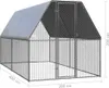 A large outdoor chicken coop with a metal frame and a silver roof. Anteprima dell’immagine prodotto