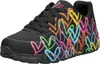 A single black sneaker with colorful heart graffiti on a white background. Voir les images du produit