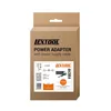 A cardboard box containing a power adapter and its accessories. Podgląd zdjęcia produktu