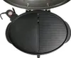 A top-down view of an open electric grill with a ribbed and flat cooking surface. Produktbild-Vorschau