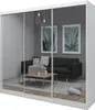 A modern living room scene reflected in the mirrored doors of a white wardrobe. Produktbild-Vorschau