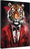 Tiger frontal im roten Anzug Wandbild Kunstdruck XL Produktbild-Vorschau 1