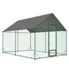 A large outdoor pet enclosure with a green mesh and a gray roof, shown against a white background. Anteprima dell’immagine prodotto