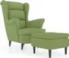 vidaXL Fauteuil à oreilles avec pouf Vert clair velours Voir les images du produit 1