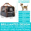 A pet carrier with dimensions and size recommendations for pets. Produktbild-Vorschau