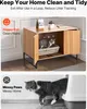 A collage showing a cat cabinet and a cat exiting a litter box. Podgląd zdjęcia produktu