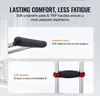 Close-up images of crutches highlighting comfort features like underarm pads and TRP handles, with descriptive text. Voir les images du produit