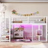A child's bedroom with a white loft bed, a play kitchen, and various toys. Produktbild-Vorschau