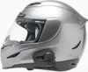 A silver motorcycle helmet with a Sena communication system attached, shown against a white background. Podgląd zdjęcia produktu