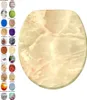 A toilet seat with a marble pattern, displayed alongside a grid of other toilet seat design options. Produktbild-Vorschau