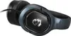 A close-up, angled view of a black gaming headset with a white dragon logo on the ear cup. Anteprima dell’immagine prodotto