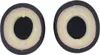 Two black circular ear pads with cream and yellow foam inserts, shown from the top. Voir les images du produit