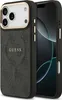 A black phone case with a gold trim around the camera lens, featuring the GUESS logo and pattern. Podgląd zdjęcia produktu