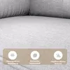 Close-up of a sofa with feature icons and text overlays. Produktbild-Vorschau