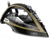 A black and gold steam iron is shown against a white background. Voir les images du produit