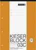 A close-up of a BRUNNEN Kieserblock notebook with punched holes on the left side. Podgląd zdjęcia produktu