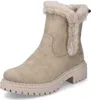 A single beige winter boot with faux fur trim is shown against a white background. Voir les images du produit